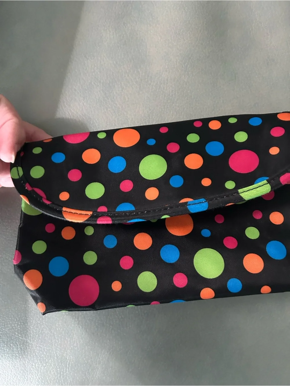 Baggallini Pink Clear Cosmetic Pouch with Multicolor Dot Trim